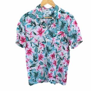 Grayers Clothiers Pink and Green Hawaiian Shirt size medium